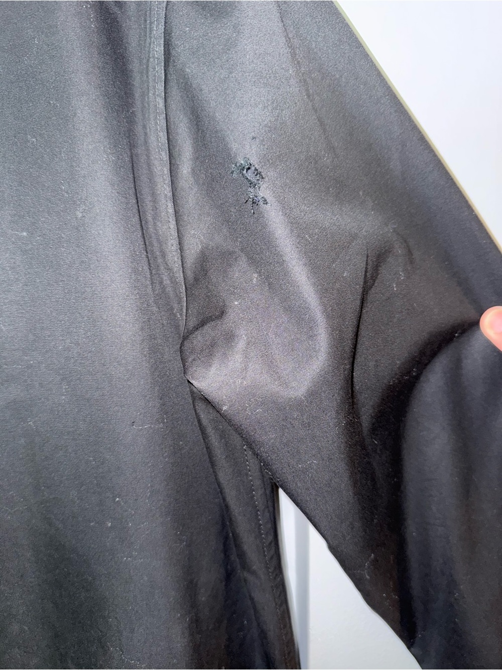 Banana Republic Dark Brown Men's Overcoat- hole on arm - Picture 6 of 6